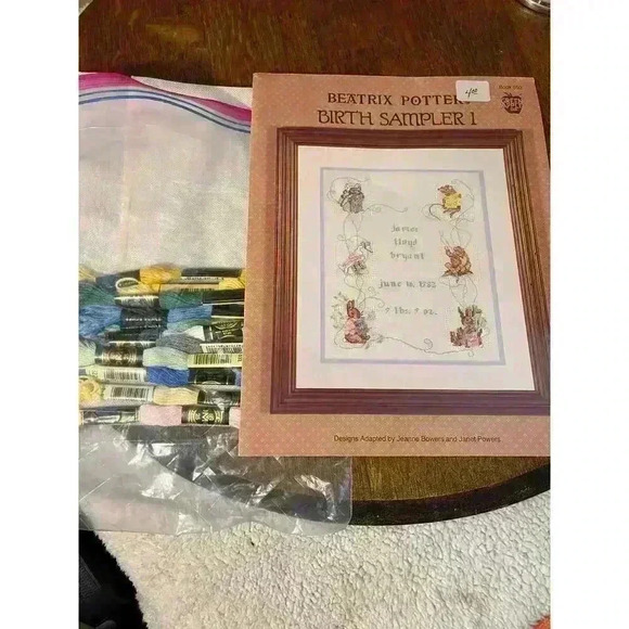 New Green Apple Cross Stitch Chart Beatrix Potter Birth Sampler I - Picture 1 of 4